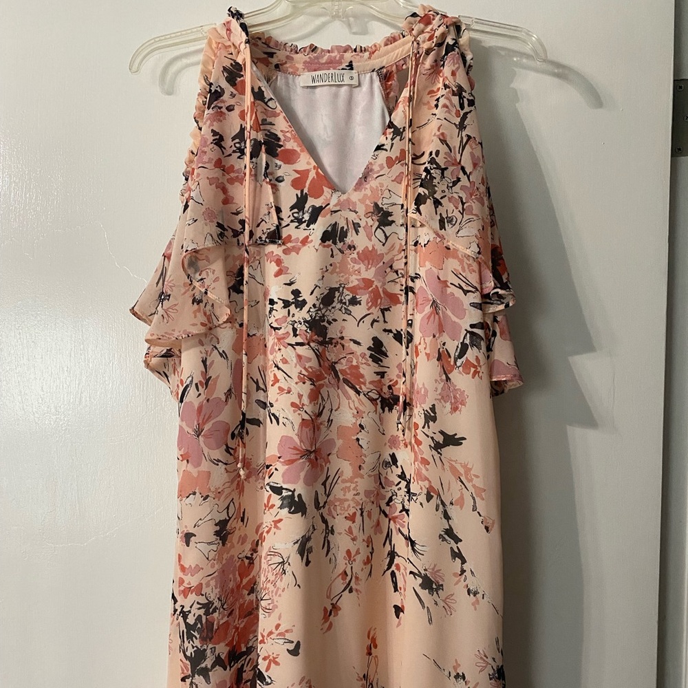 Pink, black & white dress. Worn once. Size Small.